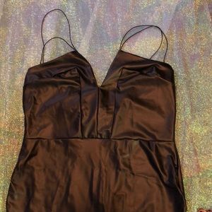 Black leather,no sleeve dress size 3X with stretch curvy girl